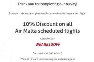 air malta promotional code