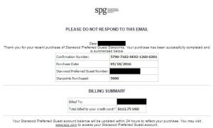 SPG Buy Points Confirmation