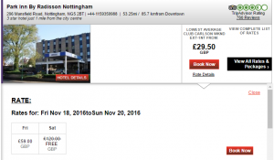 Park Inn Nottingham huge saving