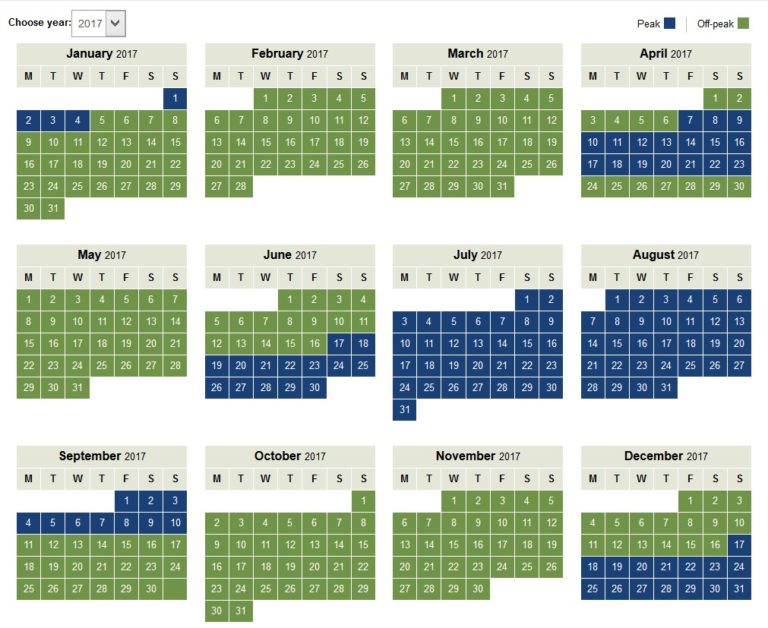 Peak / Off-Peak Calendars for British Airways, Iberia and Aer Lingus ...