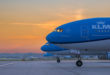 KLM plane on sunset