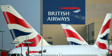 British Airways planes in airport